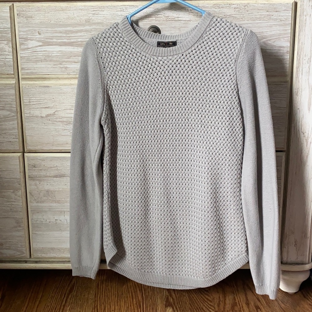 Light Gray Textured Knit Sweatshirt - Women's